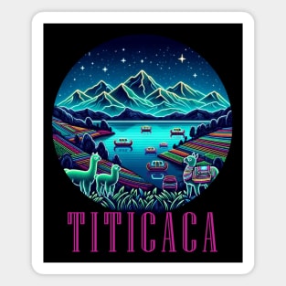 Lake Titicaca Peru Llama Artistic Neon Graphic Magnet